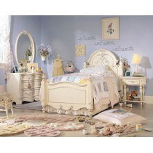 Jessica's Romance Antique White Silver Twin Panel Bed