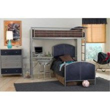Universal Silver and Navy Loft Study Center Bunk Bed - 1178D