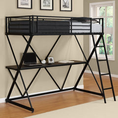 X Shaped Loft Bunk Bed in Black Metal by Dorel Home Products | 5440096