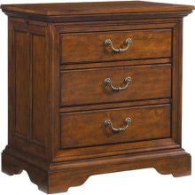 Cresent Casual Living Nightstand w/ Power Outlet - Hand-Rubbed Dark Chestnut Finish (1212)