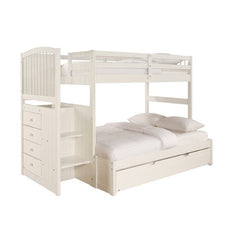 Angelica Arch Spindle Chest End Step Twin/Twin Bunk Bed in White by Powell | 929-037