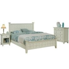 Home Styles Arts & Crafts White Queen Bed with 2 Nightstands & Chest