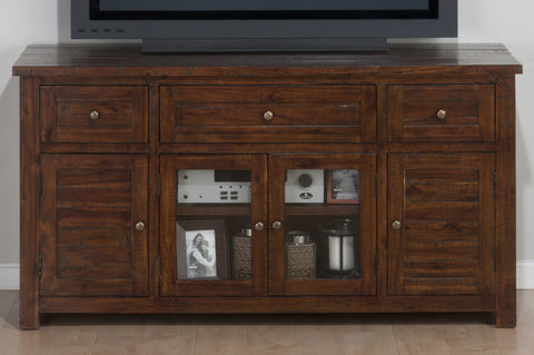 MEDIA UNIT w/ 3 DRAWERS, 2 WOOD DOORS, 2 GLASS DOORS - SHIPPED ASSEMBLED by JOFRAN | 020-9