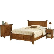 Home Styles Arts & Crafts Cottage Oak Queen Bed with 2 Nighstands &