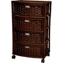 Oriental Furniture Natural Fiber Chest of Drawers - Four Drawer- Moc