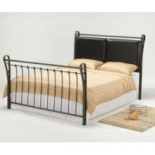 New Spec Bed 01 Metal with Black PVC Queen Bed