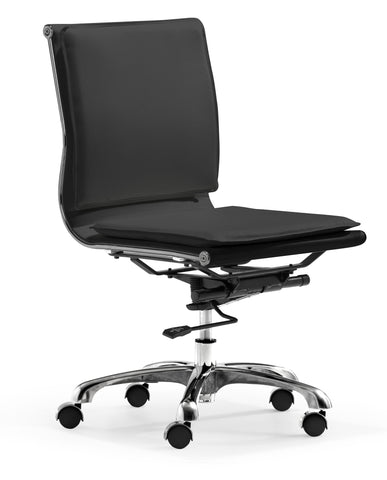 Lider Plus Armless Office Chair Black by Zuo Modern | 215218