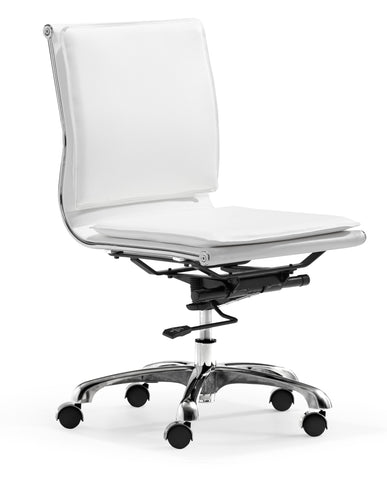 Lider Plus Armless Office Chair White by Zuo Modern | 215219