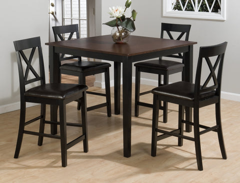 5 PACK - TABLE AND 4 "X" BACK STOOLS w/ FAUX LEATHER SEAT PACKED IN ONE CARTON. STOOLS MEASURE 18x21x40. by JOFRAN | 262