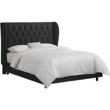 Skyline Furniture Tufted Wingback Bed in Velvet Black Size: Queen