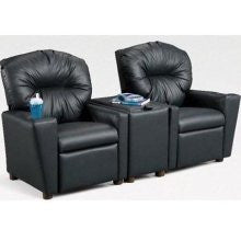 Brazil Furniture Children's 2 Seat Home Theater Recliner Set with Storage Console Material: Rex Stellar Blue / Natural