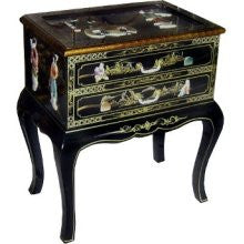 Asian Home Oriental Furniture Lacquered High Legs 2 Drawers Chest