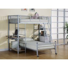 Silver Metal Twin/Twin Workstation Loft Bed by Coaster - 7499