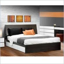 Nexera Allure 60" Storage Bed in White Lacquer & Ebony
