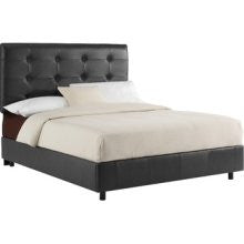 Skyline Furniture Tufted Leather Bed in Black Size: King