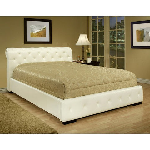 Deana Faux Leather Bed in White by Abbyson Living | LI-HC043FU-WHT / LI-HC043QU-WHT