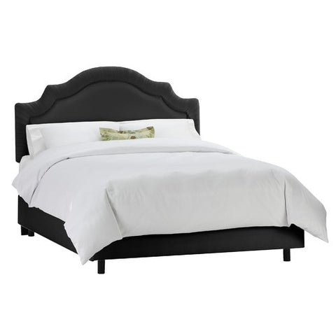 Arc Notched Border Bed in Shantung Black by Skyline Furniture | 77XBED (Shantung Black)