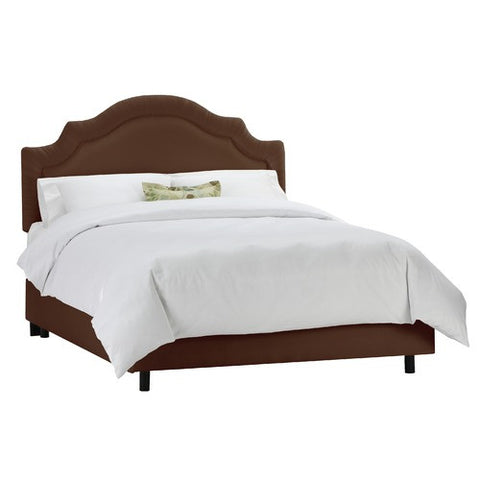 Arc Notched Border Bed in Shantung Chocolate by Skyline Furniture | 77XBED (Shantung Chocolate)