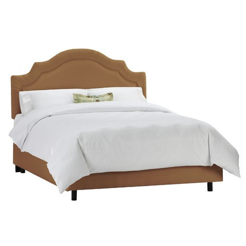 Arc Notched Border Bed in Shantung Khaki by Skyline Furniture | 77XBED (Shantung Khaki)