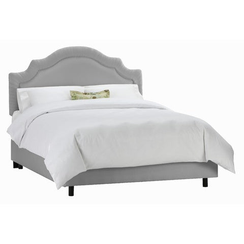 Arc Notched Border Bed in Shantung Silver by Skyline Furniture | 77XBED (Shantung Silver)