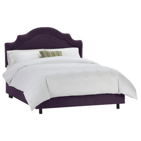 Arc Notched Border Bed in Velvet Aubergine by Skyline Furniture | 77XBED (Velvet Aubergine)