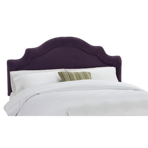Arc Notched Border Headboard in Velvet Aubergine by Skyline Furniture | 770XX (Velvet Aubergine)