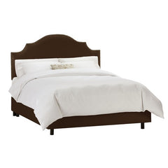 Arc Notched Nail Button Bed in Shantung Chocolate by Skyline Furniture | 83XBED (Shantung Chocolate)