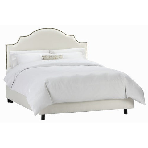 Arc Notched Nail Button Bed in Shantung Pearl by Skyline Furniture | 83XBED (Shantung Pearl)
