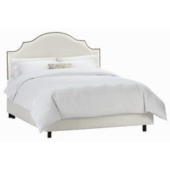 Arc Notched Nail Button Bed in Shantung Pearl by Skyline Furniture | 83XBED (Shantung Pearl)