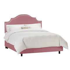 Arc Notched Nail Button Bed in Shantung Woodrose by Skyline Furniture | 83XBED (Shantung Woodrose)