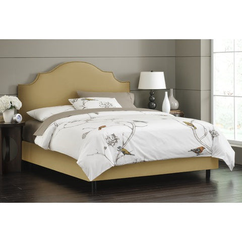 Arc Notched Nail Button Bed in Velvet Honey by Skyline Furniture | 83XBED (Velvet Honey)