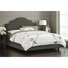 Arc Notched Nail Button Bed in Velvet Pewter by Skyline Furniture | 83XBED (Velvet Pewter)