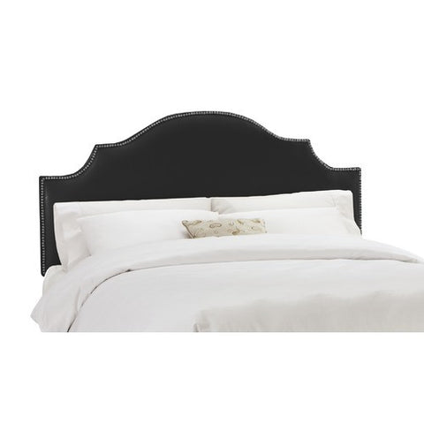 Arc Notched Nail Button Headboard in Shantung Black by Skyline Furniture | 83XX (Shantung Black)