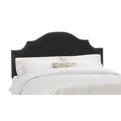 Arc Notched Nail Button Headboard in Shantung Black by Skyline Furniture | 83XX (Shantung Black)