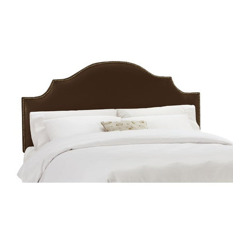 Arc Notched Nail Button Headboard in Shantung Chocolate by Skyline Furniture | 83XX (Shantung Chocolate)
