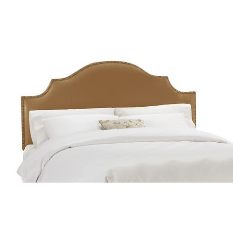 Arc Notched Nail Button Headboard in Shantung Khaki by Skyline Furniture | 83XX (Shantung Khaki)