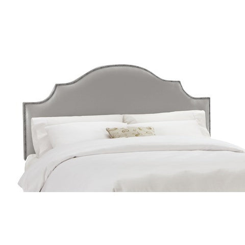 Arc Notched Nail Button Headboard in Shantung Silver by Skyline Furniture | 83XX (Shantung Silver)