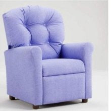 Brazil Furniture Children's Button Back Recliner Material: Rex Stellar Blue / Natural