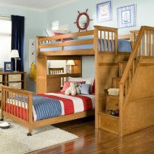 Ne Kids School House Stair Loft Bed in Pecan
