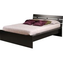 Prepac Avanti Double Platform Bed with Slat Headboard in Black