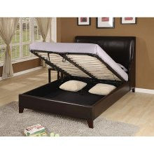 MFI Upholstered Cal. Synthetic Leather Storage Bed in Chocolate Finish