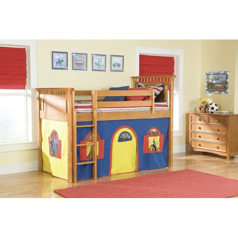 Bennington Low Loft Tent Bed in Honey with Bottom Curtain by Bolton Furniture | 9851Y00LT1BY / 9851Y00LT2BY Set