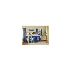 Bennington Low Loft Tent Bed in Natural/Rosewood with Bottom Curtain by Bolton Furniture | 9851200MRLT1BW / 9851200MRLT2BW Set
