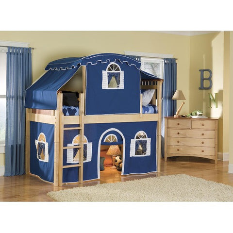 Bennington Low Loft Tent Bed in Natural/Rosewood with Top Tent by Bolton Furniture | 9851200MRLT3BW / 9851200MRLT4BW Set