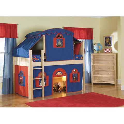 Cottage Low Loft Tent Bed in Natural with Top Tent by Bolton Furniture | 9811200LT3BR / 9811200LT4BR Set