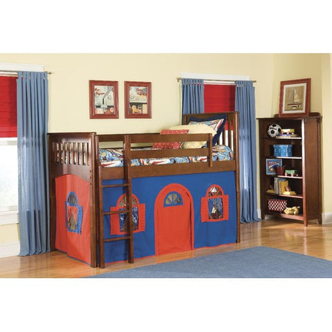 Mission Low Loft Tent Bed in Cherry with Bottom Tent by Bolton Furniture | 9921600LT1BR / 9921600LT2BR Set