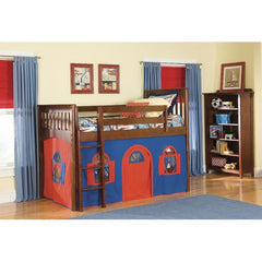 Mission Low Loft Tent Bed in Cherry with Bottom Tent by Bolton Furniture | 9921600LT1BR / 9921600LT2BR Set