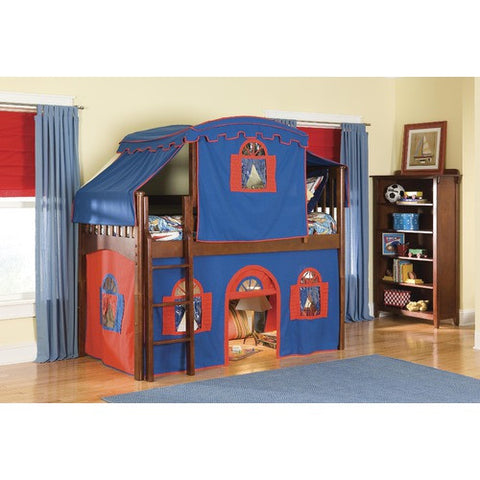 Mission Low Loft Tent Bed in Cherry with Top Tent by Bolton Furniture | 9921600LT3BR / 9921600LT4BR Set