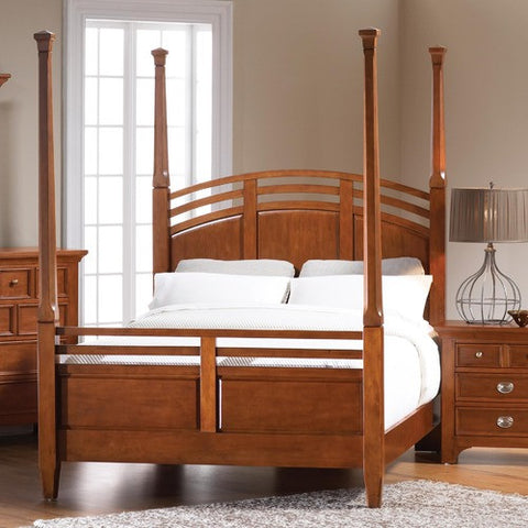 Modern Country Classic Poster Bed in Cherry Stain by Broyhill | 4785-26