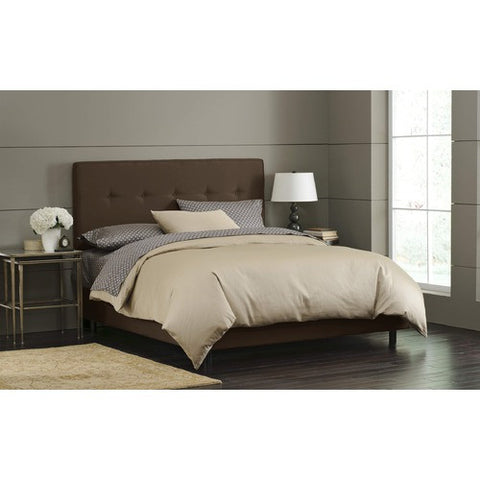 Button Tufted Bed in Chocolate by Skyline Furniture | 68XBED (Chocolate)
